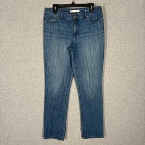 Anne Klein Jeans‎ Womens 12 Straight Mid Rise Classic Stretch Faded 30.5" Inseam